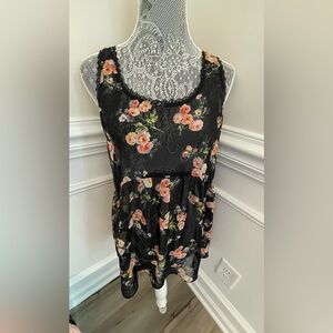 Kirra Womens Black Floral Lace Grime Sleeveless Blouse Size M